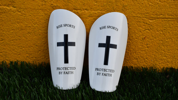 Rise Sports Cross Shin Pads White︱ Crafted for Christian Athletes – RISE  SPORTS