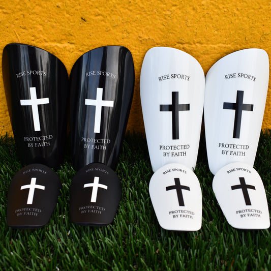 Rise Sports Cross Shin Pads White︱ Crafted for Christian Athletes – RISE  SPORTS